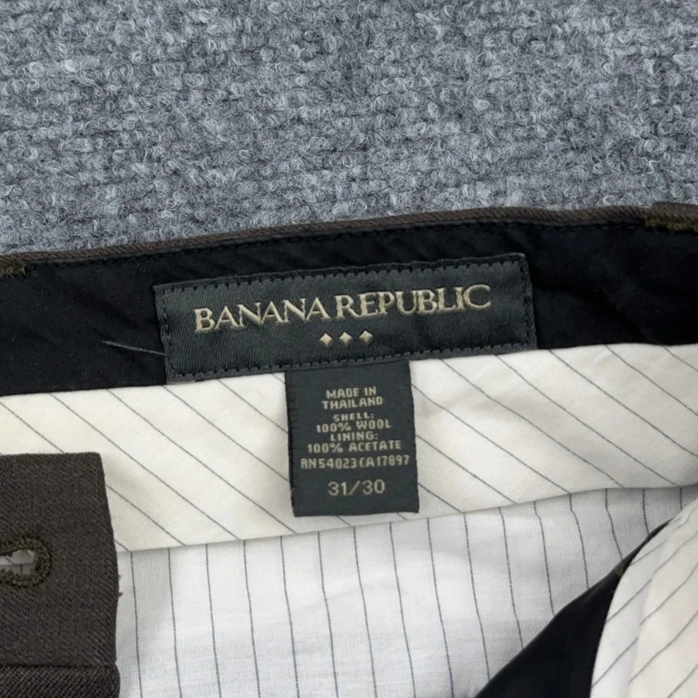 Vintage Banana Republic Dress Pants Men's 31x30 Brown 100% Wool Flat Front Prep